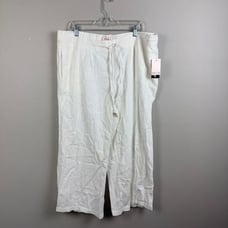 Per se white linen blend wide leg boho beach pants 1X plus size