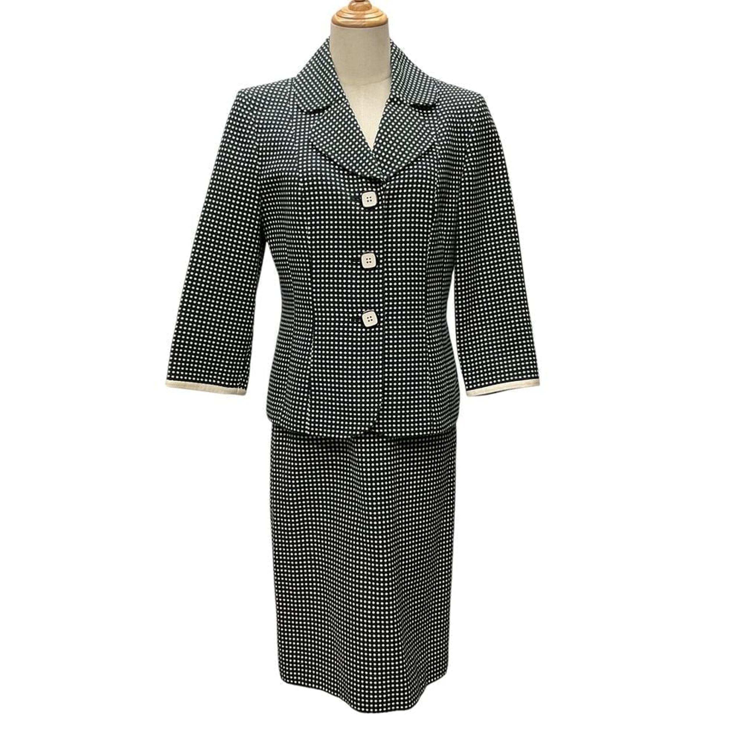 Le Suit Polka Dot Skirt Suit Black White Professional Business Set Size 8 Office
