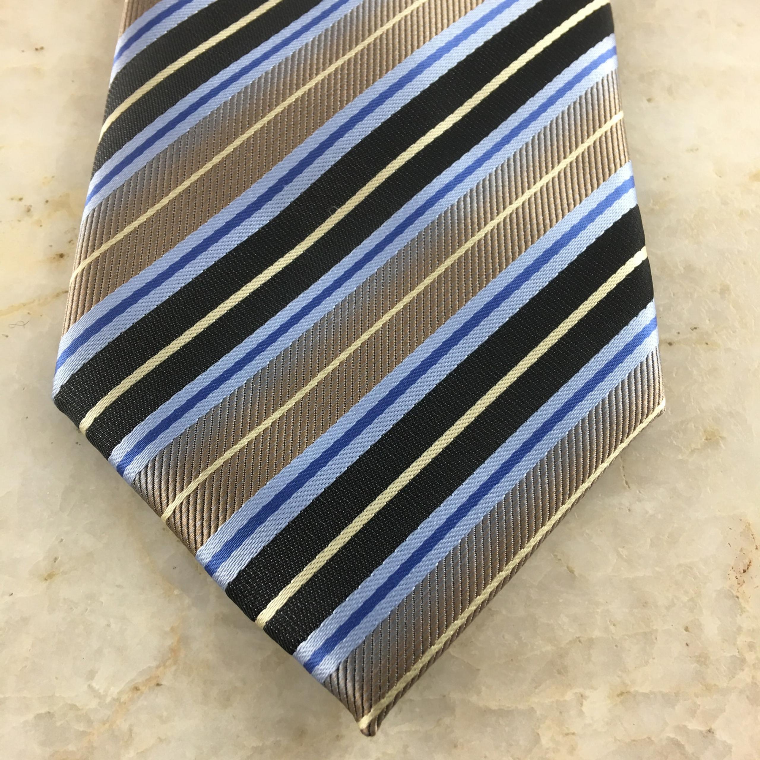 ALEXANDER JULIAN, COLOURS, POLYESTER BLUE TAN,  REGIMENT TIE