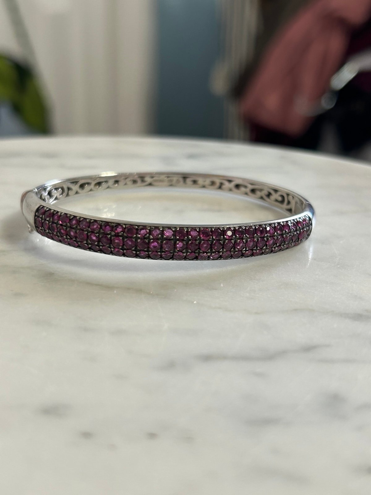 Genuine Ruby Sterling Bangle Bracelet