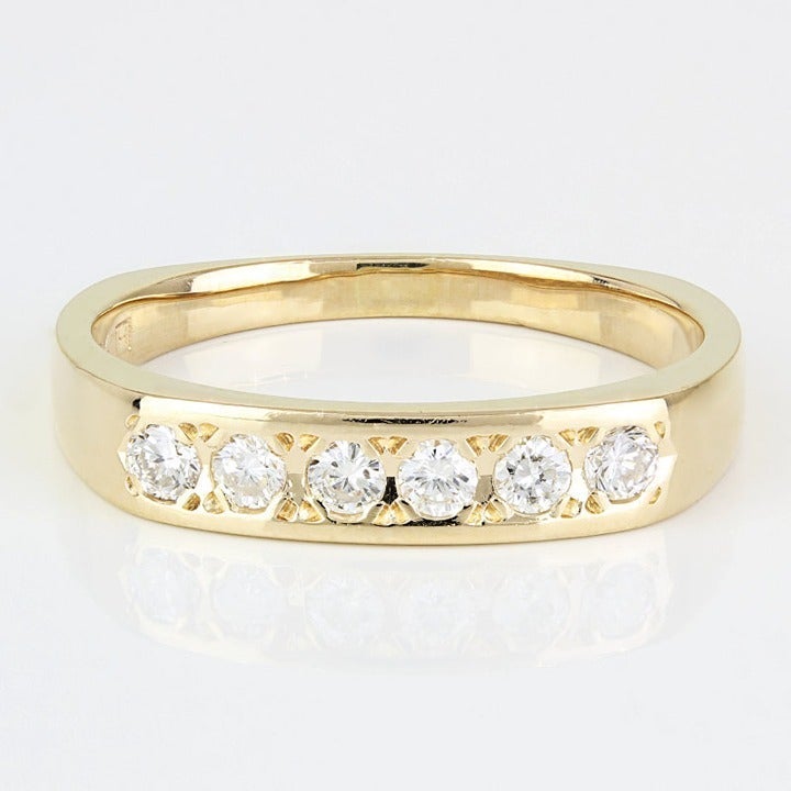 14k Yellow Gold European Shank Diamond Wedding Ring by Frederick Goldman
