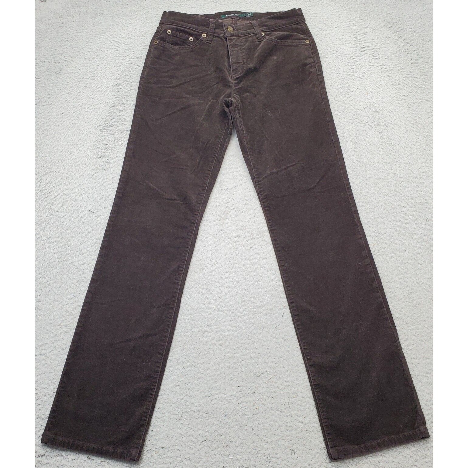 Lauren Ralph Lauren Pants Womens Sz 4 Brown Corduroy Pockets Straight Leg Preppy