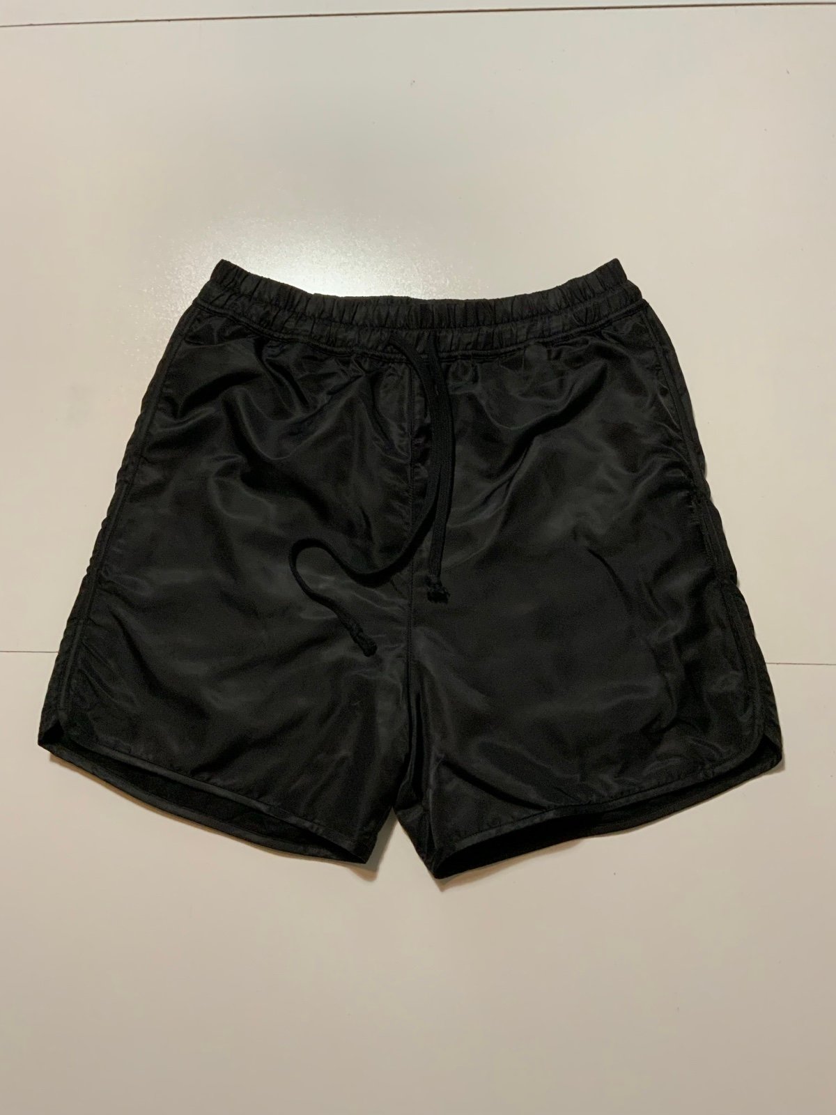 Rose In Good Faith Satin Suede Lined Black 4.5” Inseam Drawstring Shorts