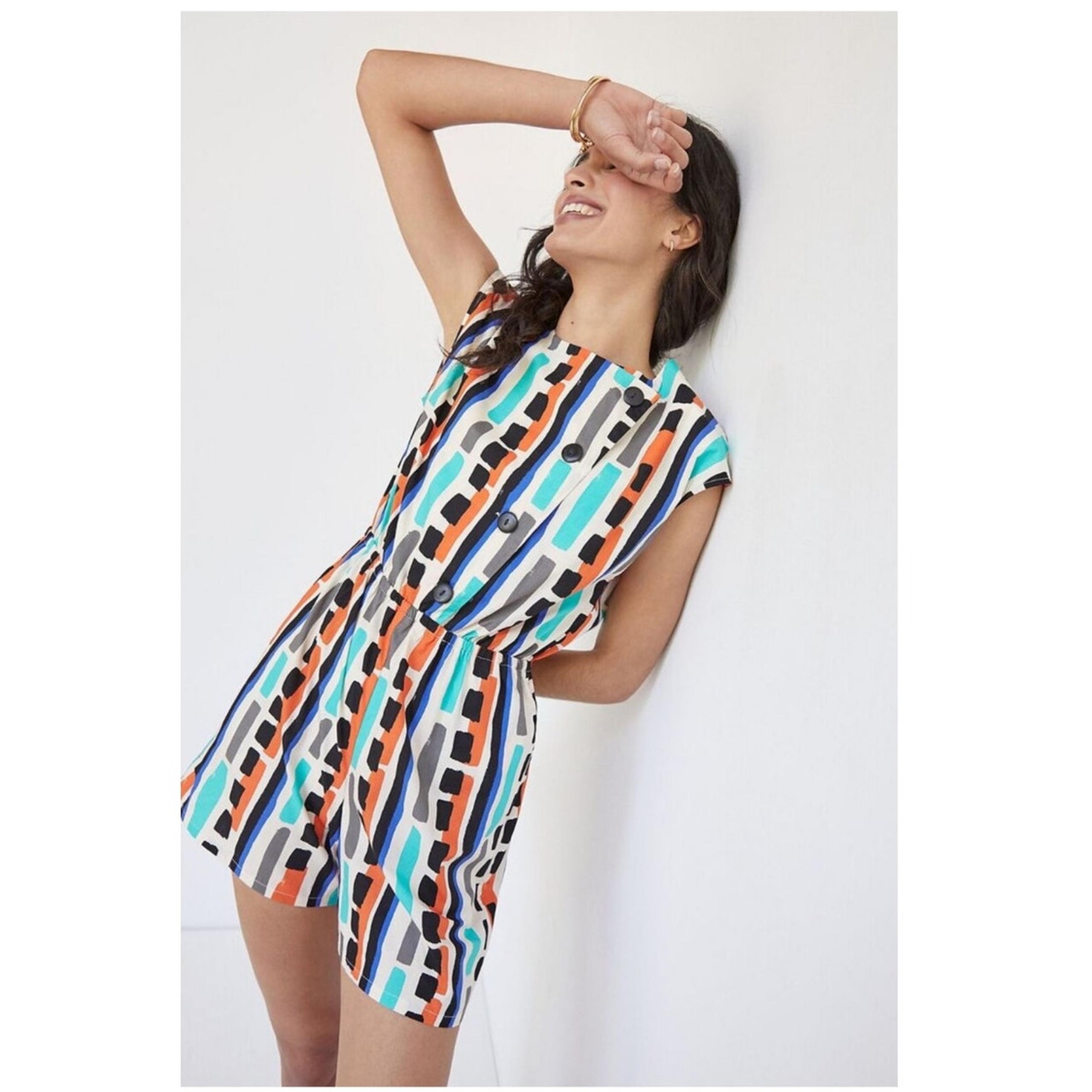 Anthropologie Corey Lynn Calter Abstract Geometric Print Romper Women XS Retro