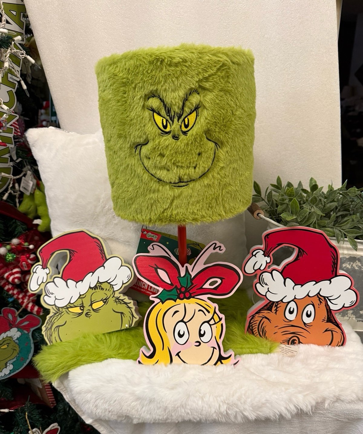 The grinch lamp and wood decor bundle