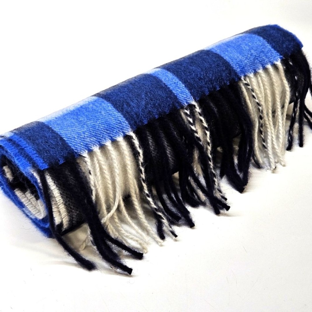 NEW Thistle 100% Cashmere Blue Plaid Fringe Scarf Scotland Scottish Unisex