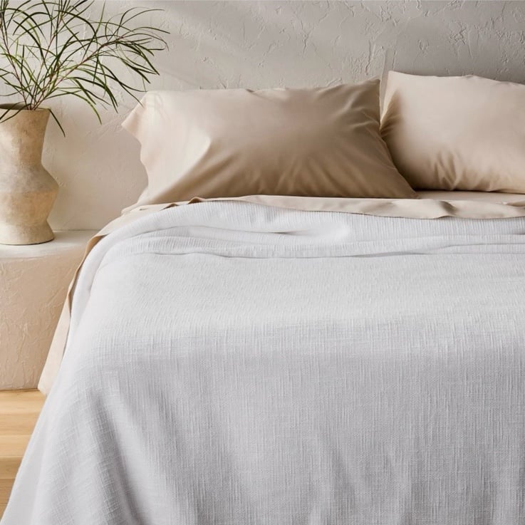 Casaluna King Cotton Slub Blanket White