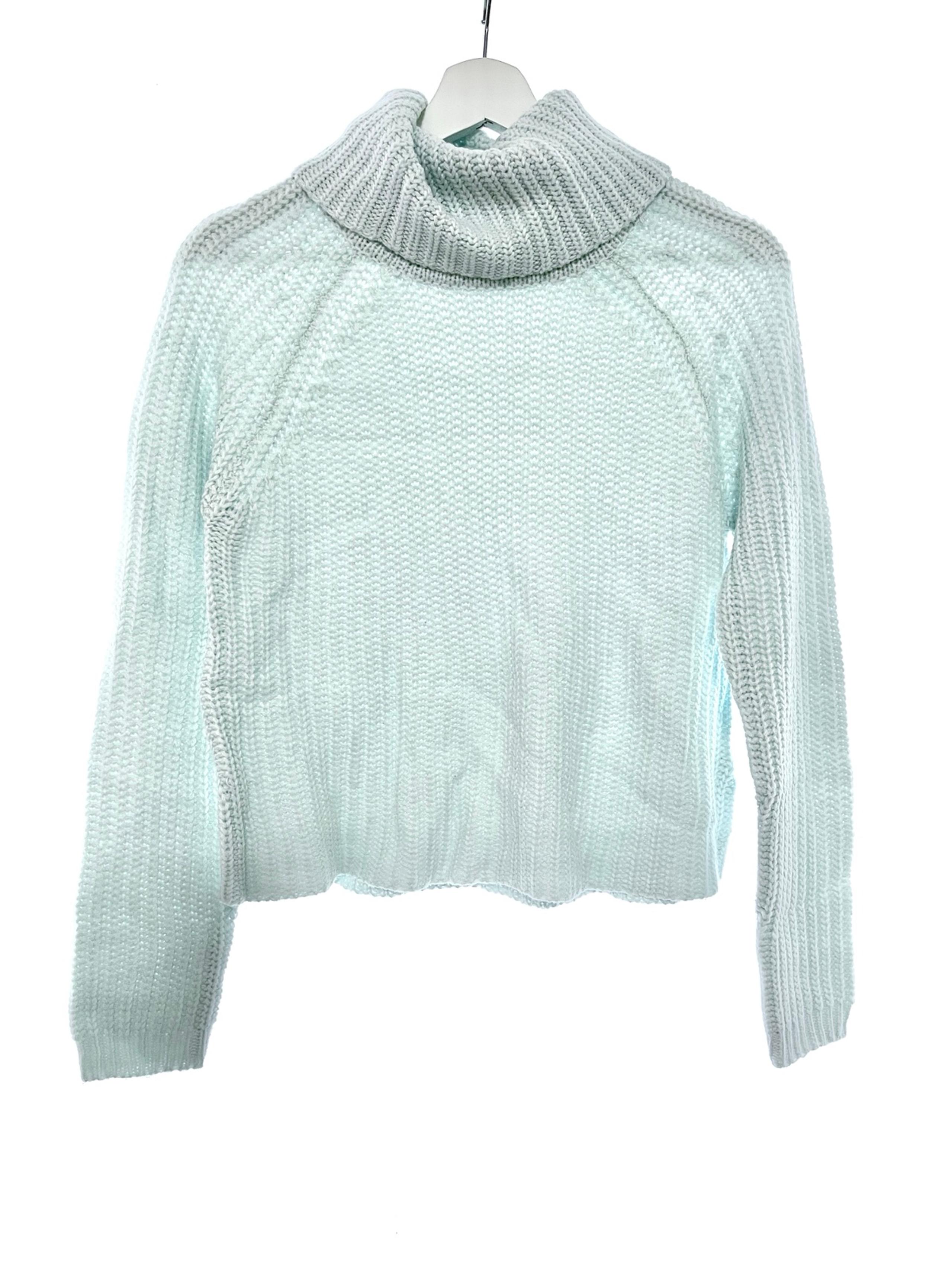 Lord & Taylor ice blue chunky turtleneck sweater