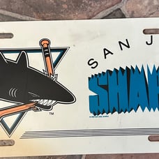Vintage KOHO San Jose sharks jersey and license plate