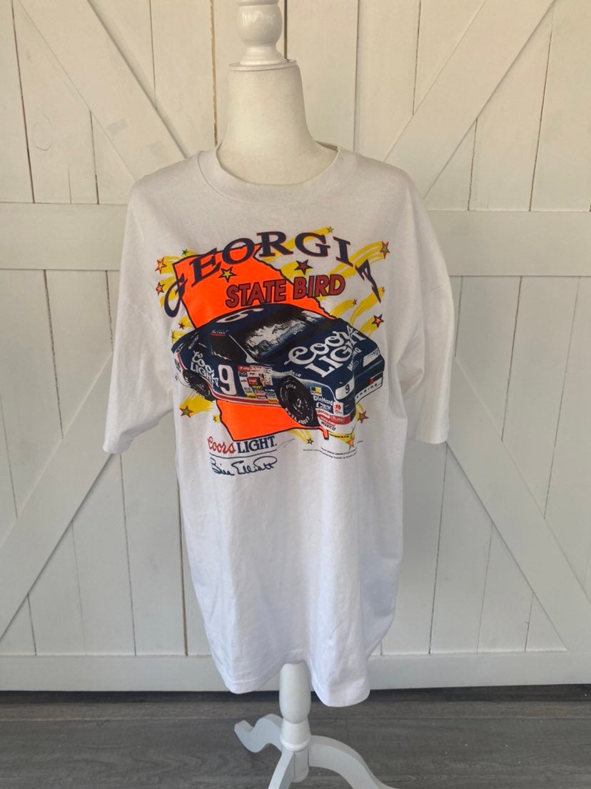 VINTAGE Bill Elliott SINGLE STITCH Coors Light Georgia State Bird XXL T-Shirt