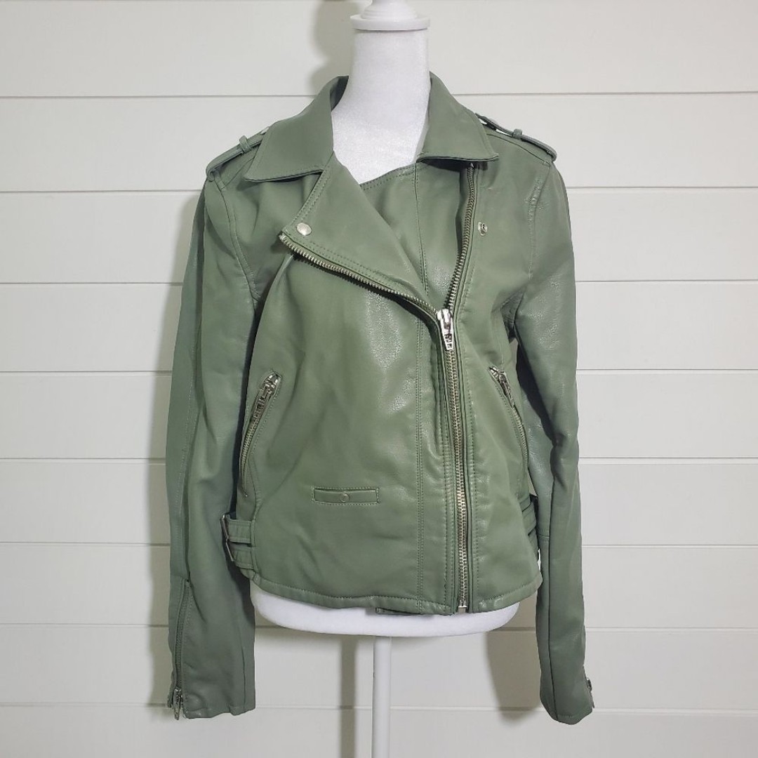 BlankNYC Jacket Olive Green Faux Leather size L