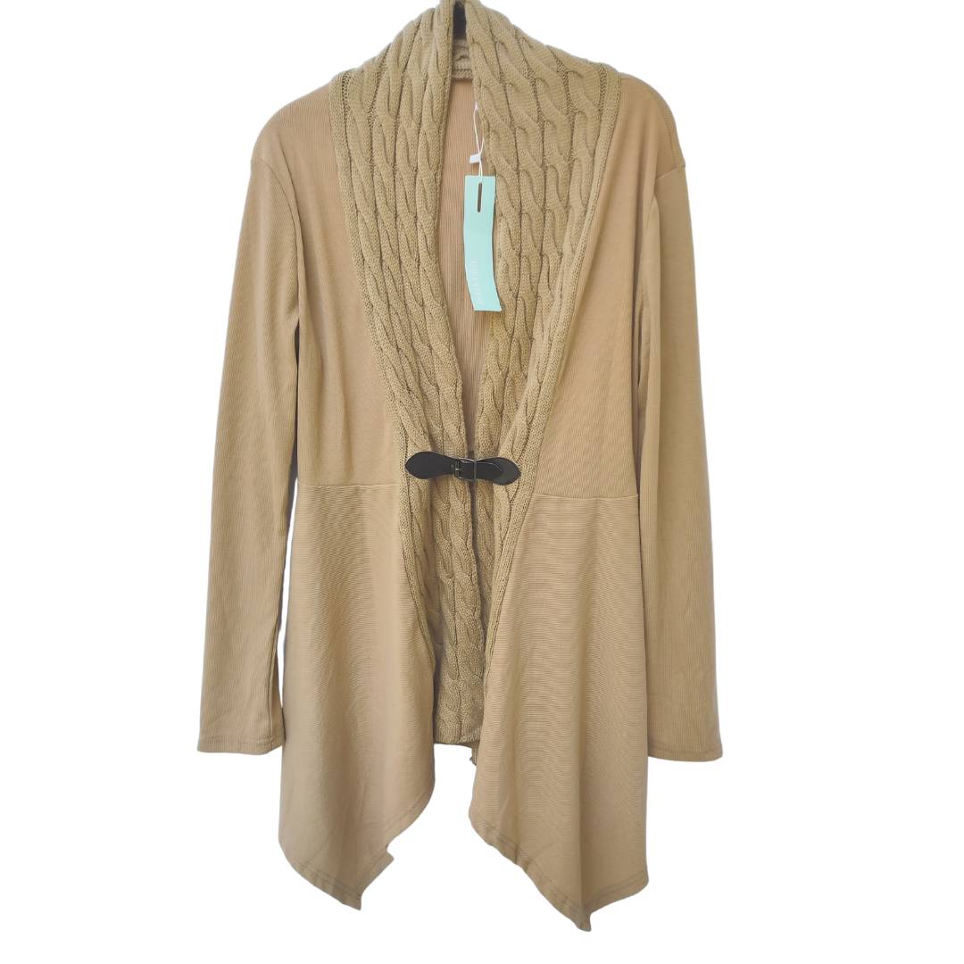 Long Cardigan Cable Knit Hanky Hem Oversized L Sweater Ribbed Jacket Loose Fit