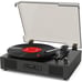 Black Record Player Bluetooth with Stereo Speakers Belt-Driven
