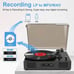 Black Record Player Bluetooth with Stereo Speakers Belt-Driven