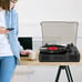 Black Record Player Bluetooth with Stereo Speakers Belt-Driven