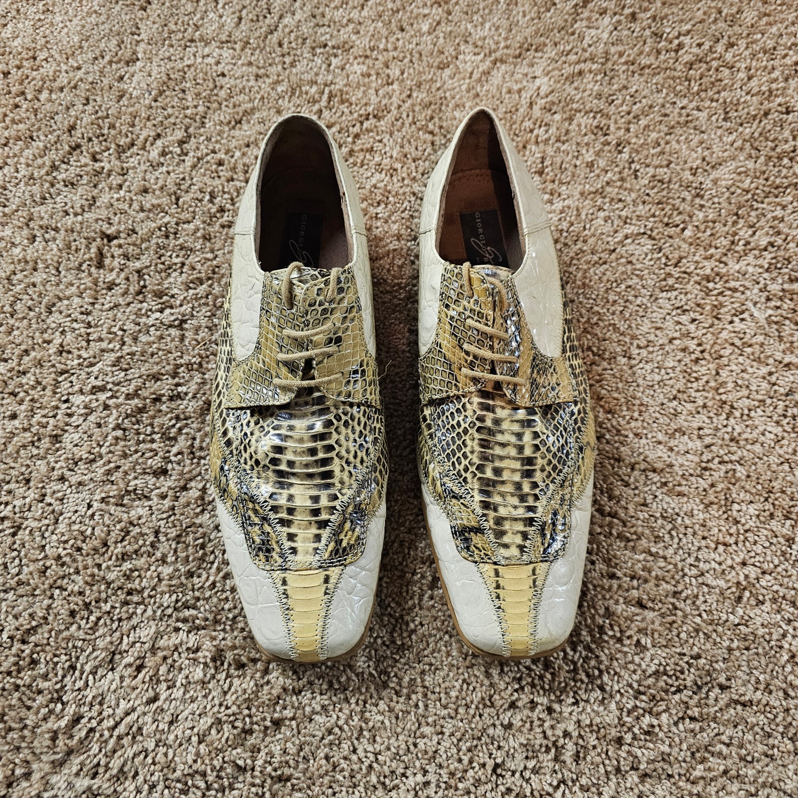 *FREE SHIP* Giorgio Brutini Tan Oxford Snake Skin Private Collection - Men sz 9