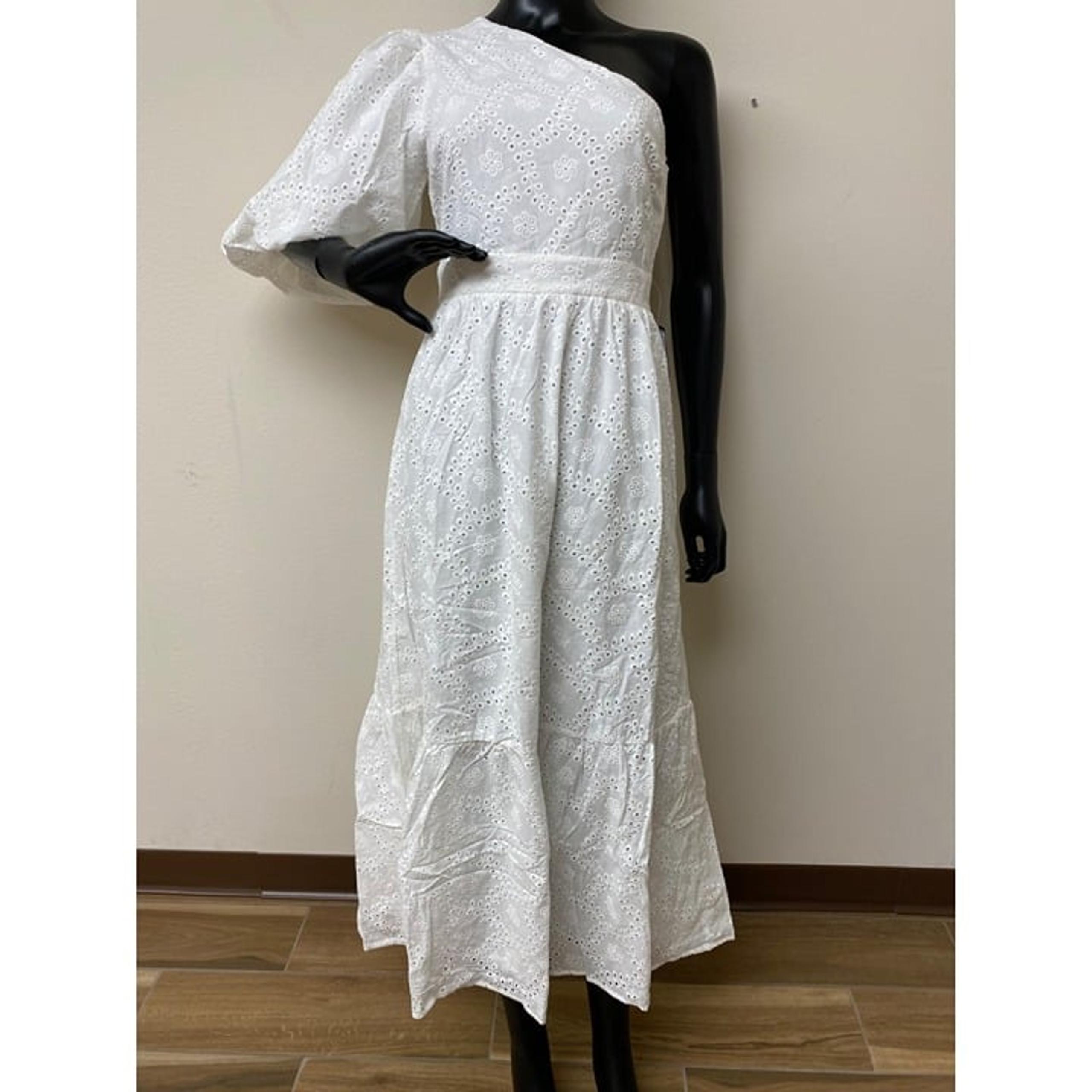Rachel Rachel Roy Women's White Cotton Eyelet One Shoulder Maxi Dress Size 0 NWT