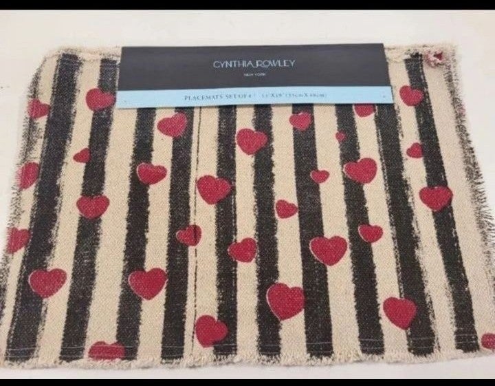 Farmhouse Red Hearts Valentine's Day Placemats