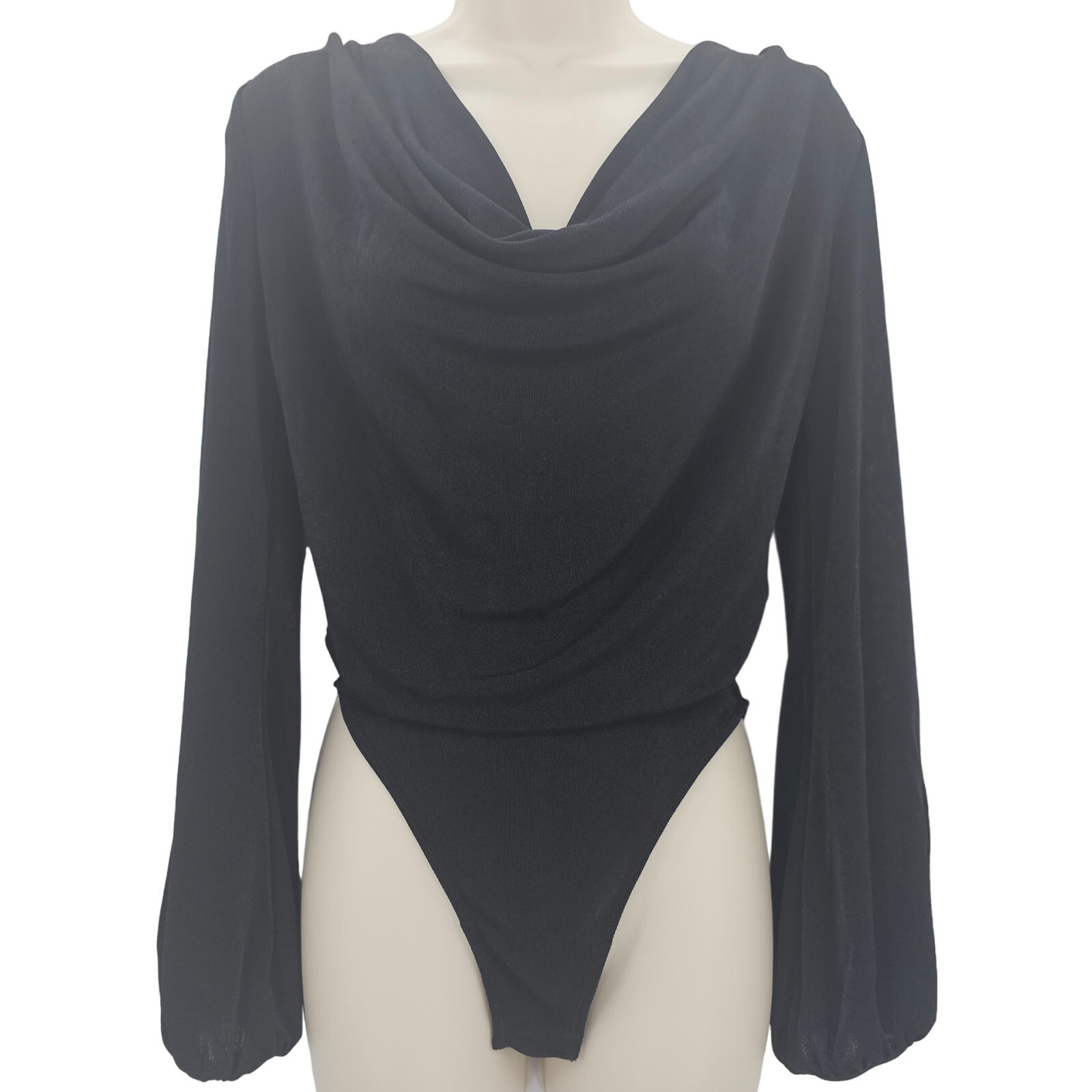 Band of the Free Womans size S Aggie Black Cowl Neck Bodysuit Long Sleeve NEW