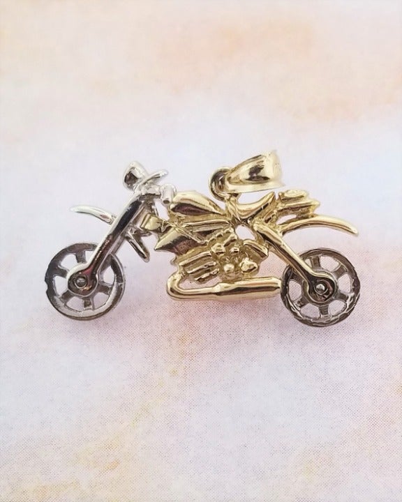14k Two Tone Movable Motorcycle Charm
