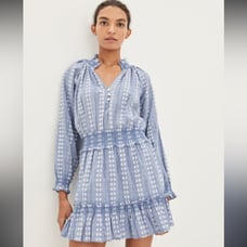 Veronica Beard Espie Cotton Smocked Minidress