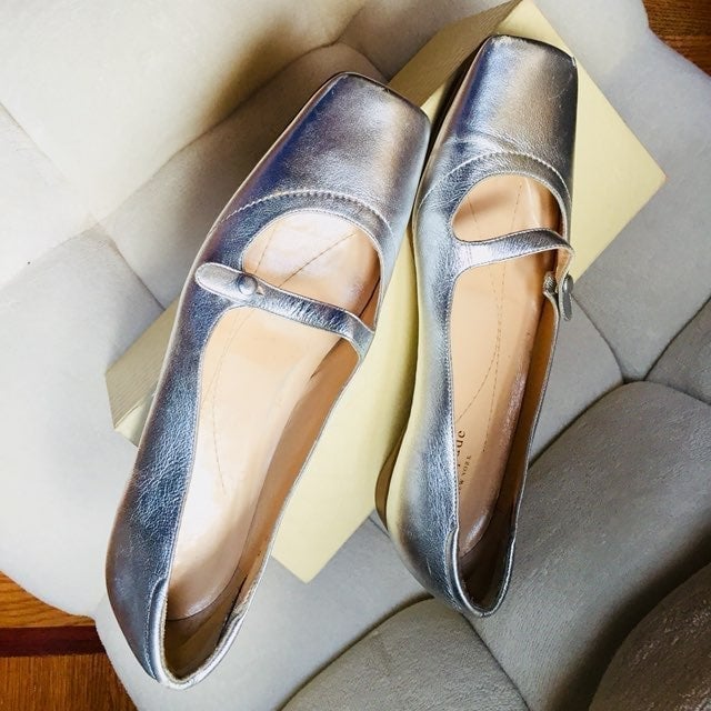 VINTAGE KATE SPADE Silver Mary Janes