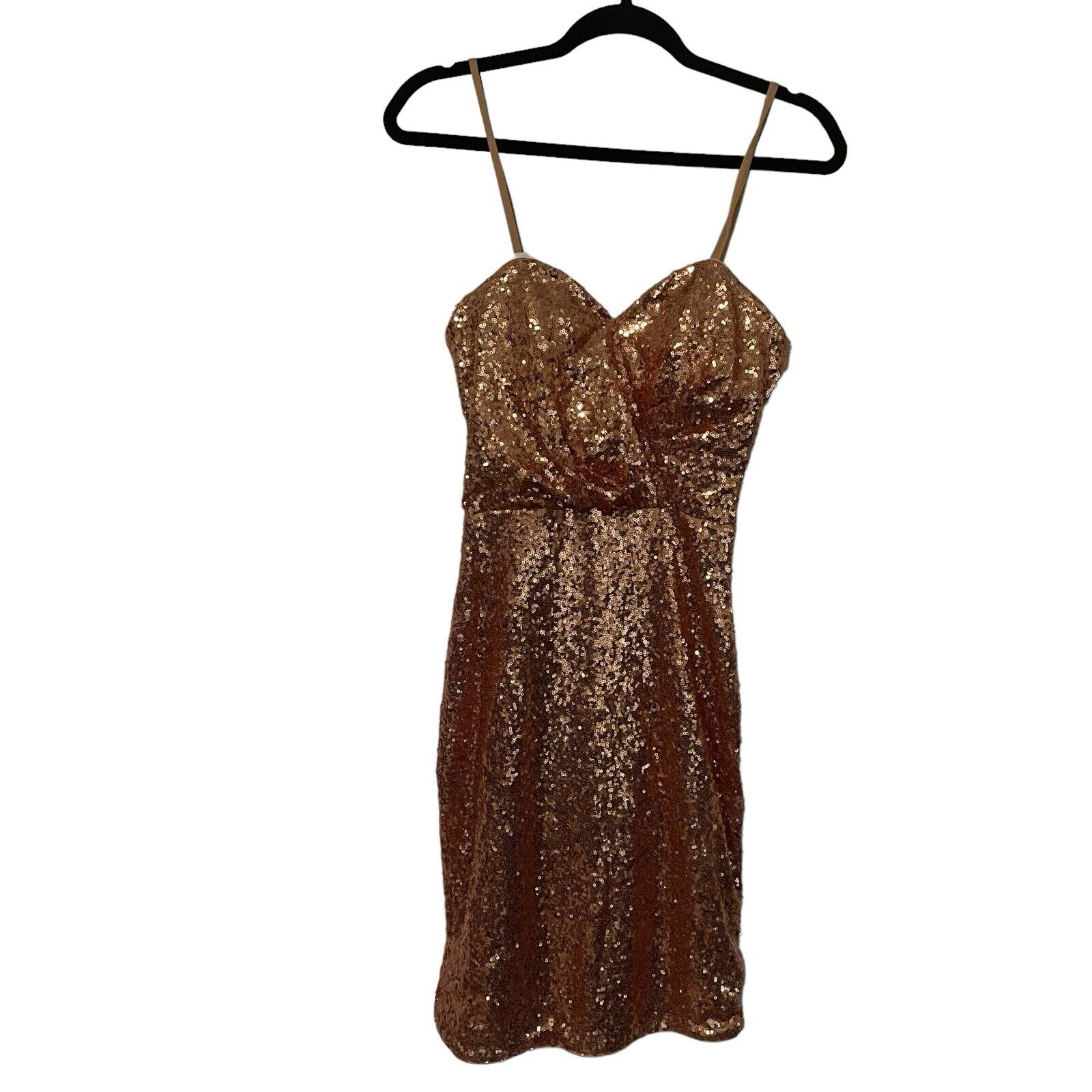 Azaria Bridal Size 6 Rose Gold Sequin Bodycon Homecoming Prom Wedding Formal NWT