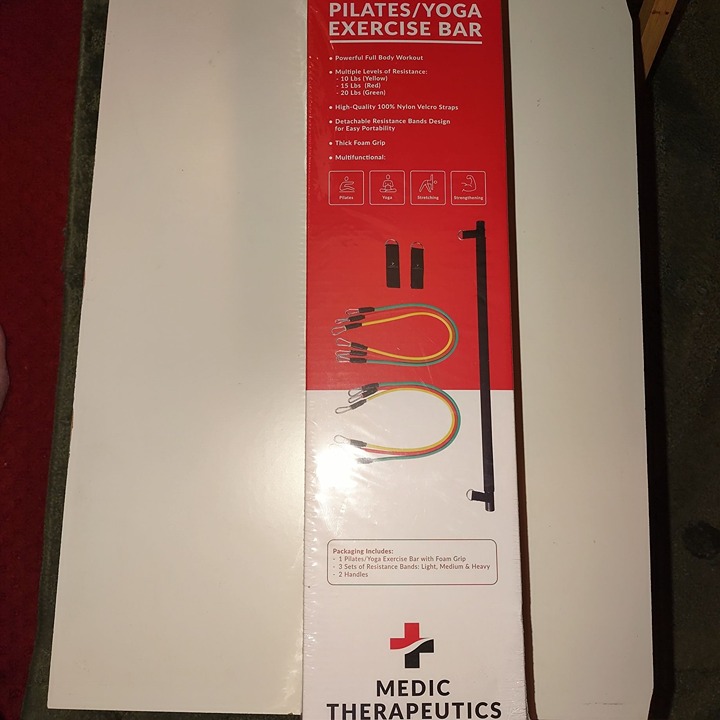 Medic Therapeutics PILATES/YOGA EXERCISE BAR W/3 Resistance Bands-NEW