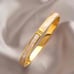 Gold Plated bangle Bracelet Mother Of Pearl Crystals stainless steel jewelry NEW
