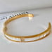 Gold Plated bangle Bracelet Mother Of Pearl Crystals stainless steel jewelry NEW