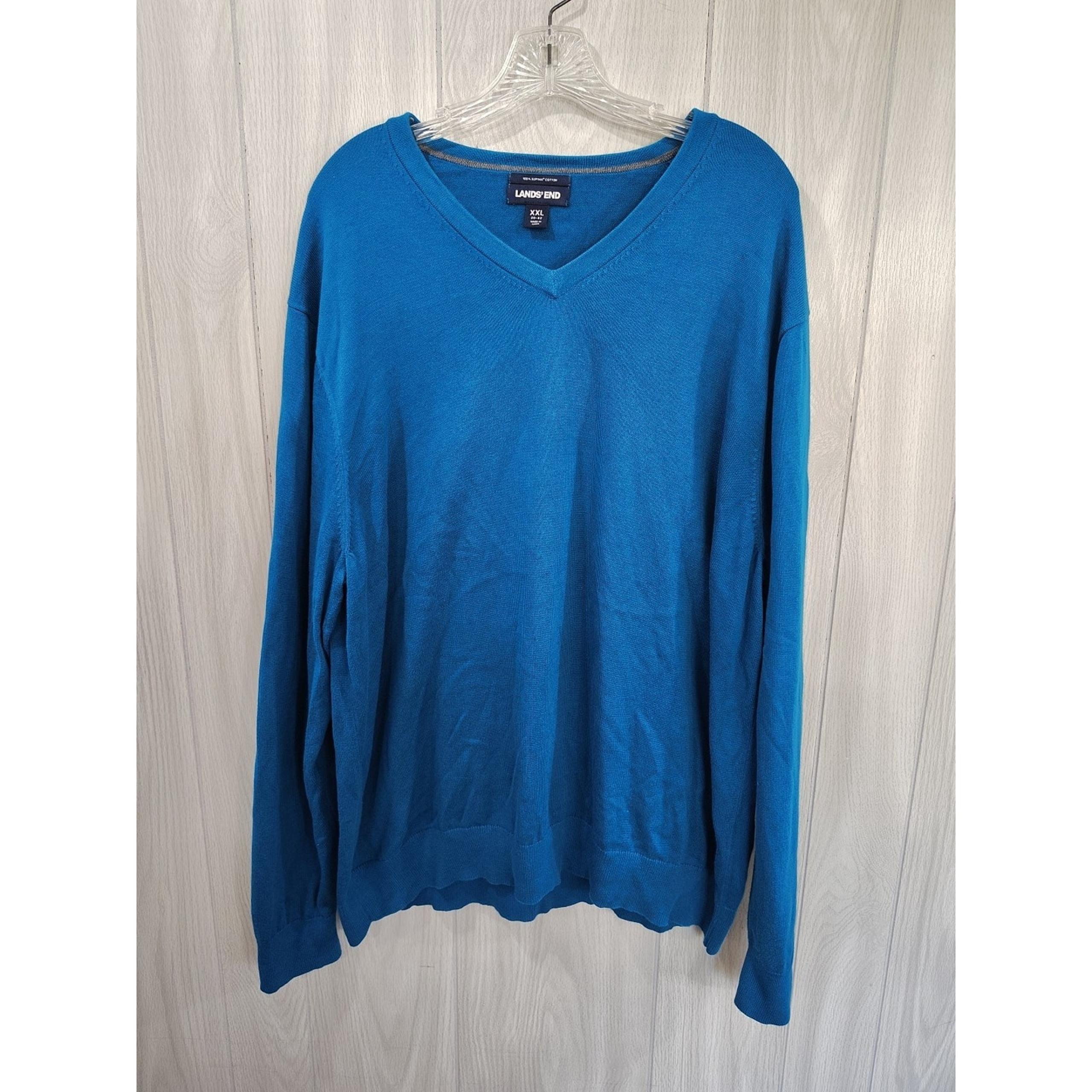 Men's Lands End 100% Supima Cotton Sweater Size 2xl Blue Preppy Church Office