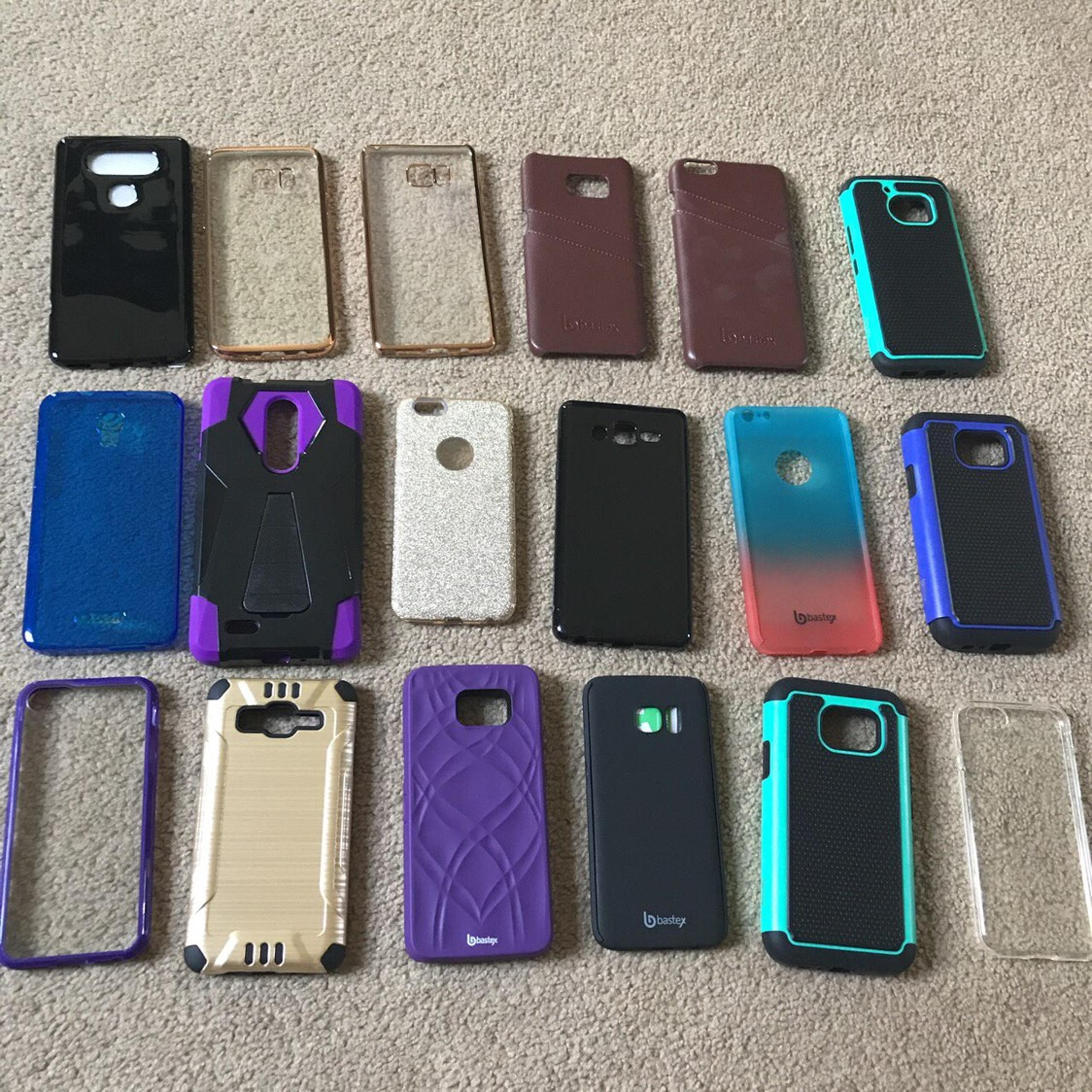 Lot of Phone Cases and Screen Protectors