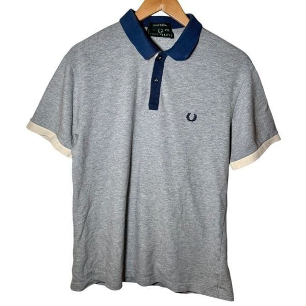 Fred Perry London Special Edition Polo Shirt Gray Navy Beige Italy Men’s XXL