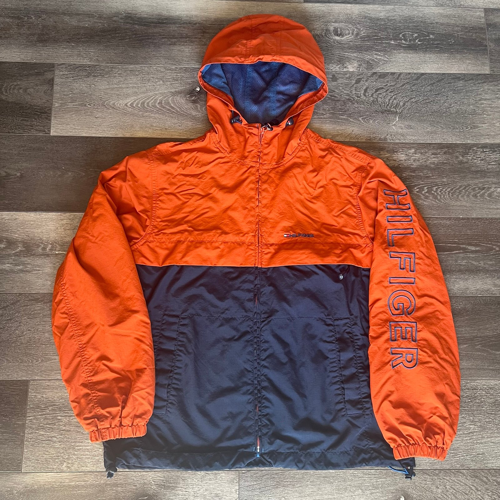 Vintage 2000s Tommy Hilfiger Nylon Ski Windbreaker Hooded Zip Up Jacket