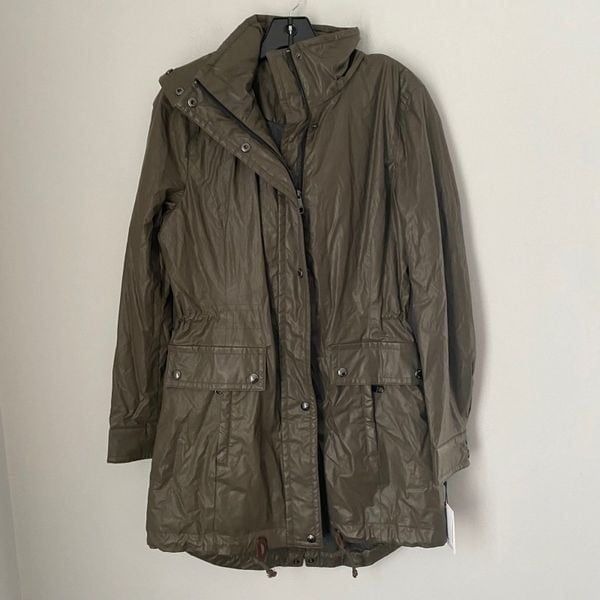 CALVIN KLEIN Women's Insulated Faux Fur Trim Hoody Coated Jacket Trench Coat S