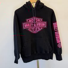 VINTAGE Harley Davidson Women's Black and Pink Sweatshirt Size S Long Sleeve Y2K