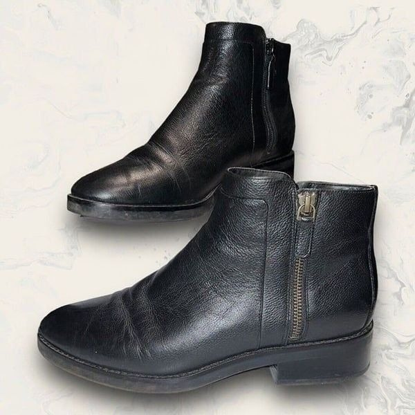 Cole Haan Double Zip Black Leather Comfort Chelsea Boot Booties Women’s Size 9.5