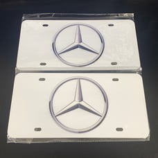 Mercedes Brand New Front Vanity Metal Plate Frame Holder (2 Pack)