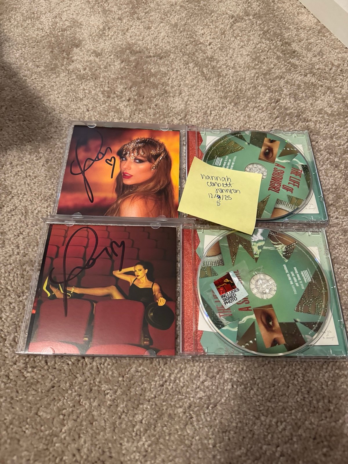 Taylor Swift The Life of a Showgirl TLOAS Signed CDs #1 & #4