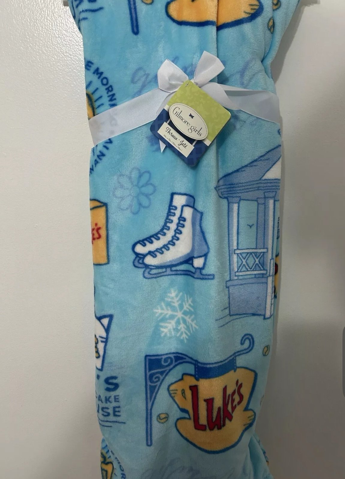 New Gilmore Girls Blanket Stars Hollow Luke's Lorelai & Rory Blue 60 x70 Throw