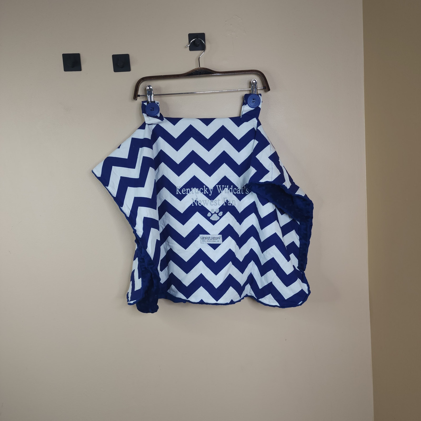 University of Kentucky Newest Fan Carseat Canopy Blue and White Chevron