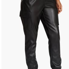 Steve Madden black faux leather cargo pants