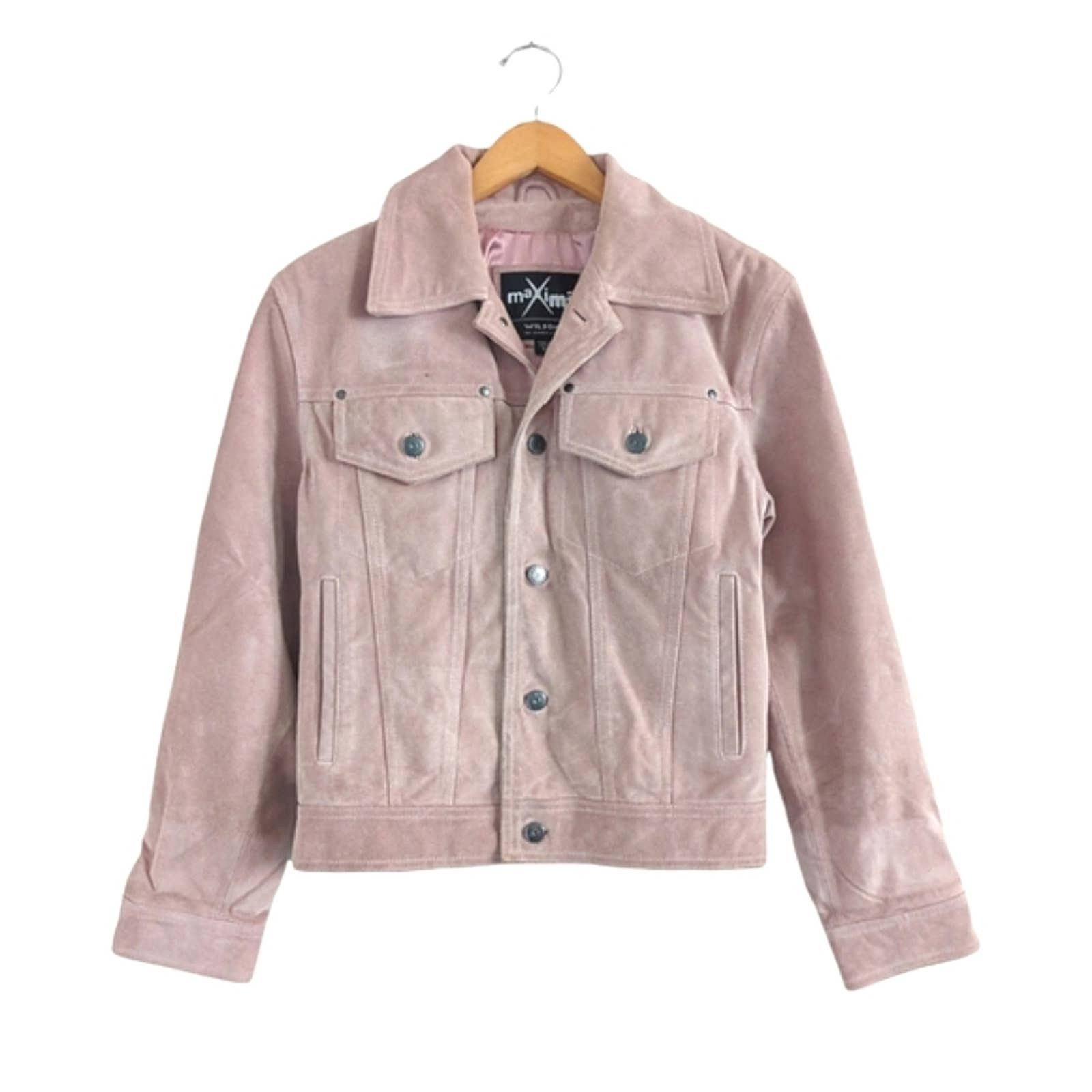 WILSON'S MAXIMA Vintage Pastel Pink Suede Leather Jacket Size Small