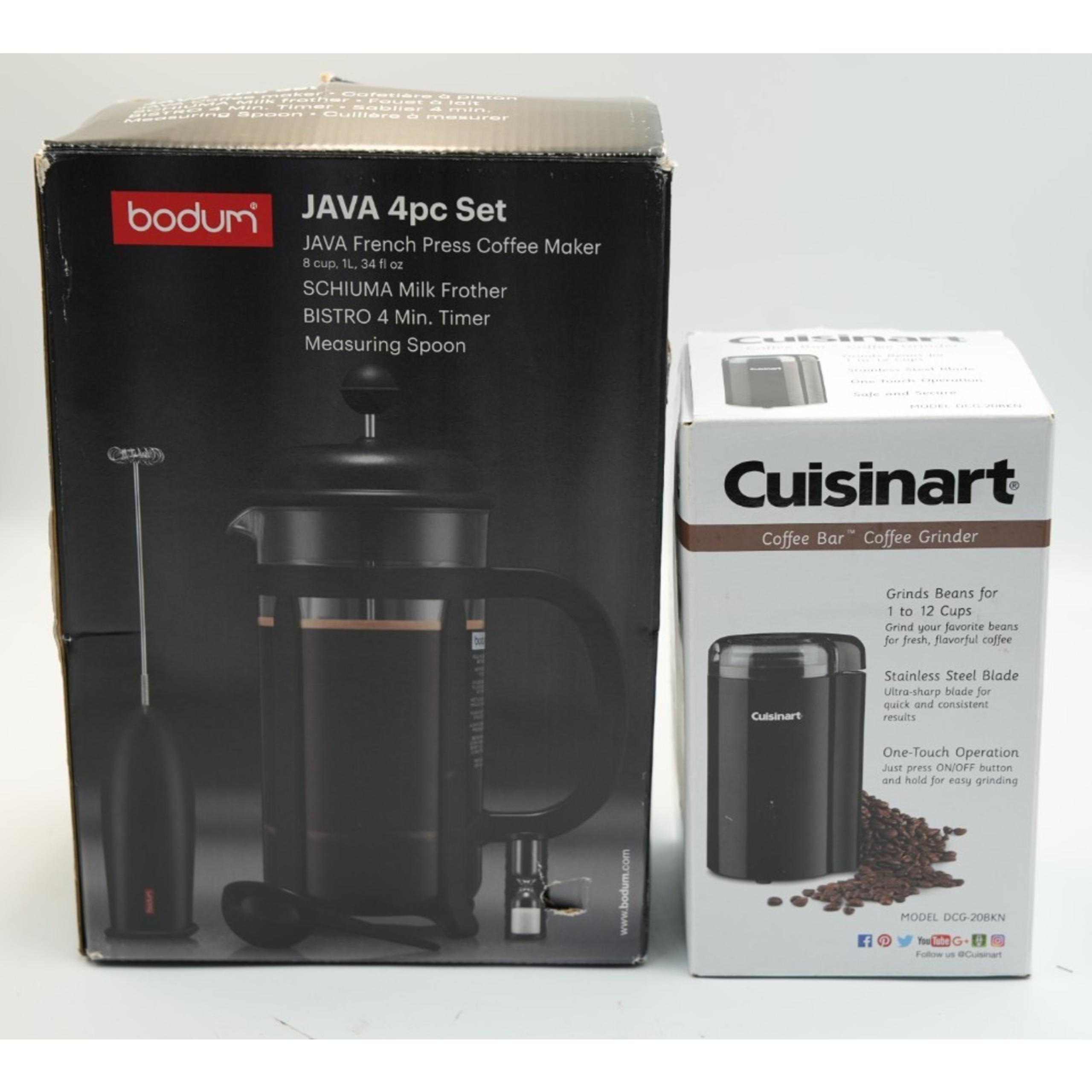 Bodum JAVA 4pc French Press Set + Cuisinart DGC-20BK Coffee Grinder – Combo Set