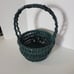 Vintage 11.5 Dark Green Wicker Basket with Handle for Storage & Decoration