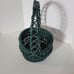 Vintage 11.5 Dark Green Wicker Basket with Handle for Storage & Decoration