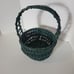 Vintage 11.5 Dark Green Wicker Basket with Handle for Storage & Decoration