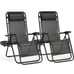 Set of 2 Portable Zero Gravity Chairs with Cup Holder Trays and Adjustable Pillo