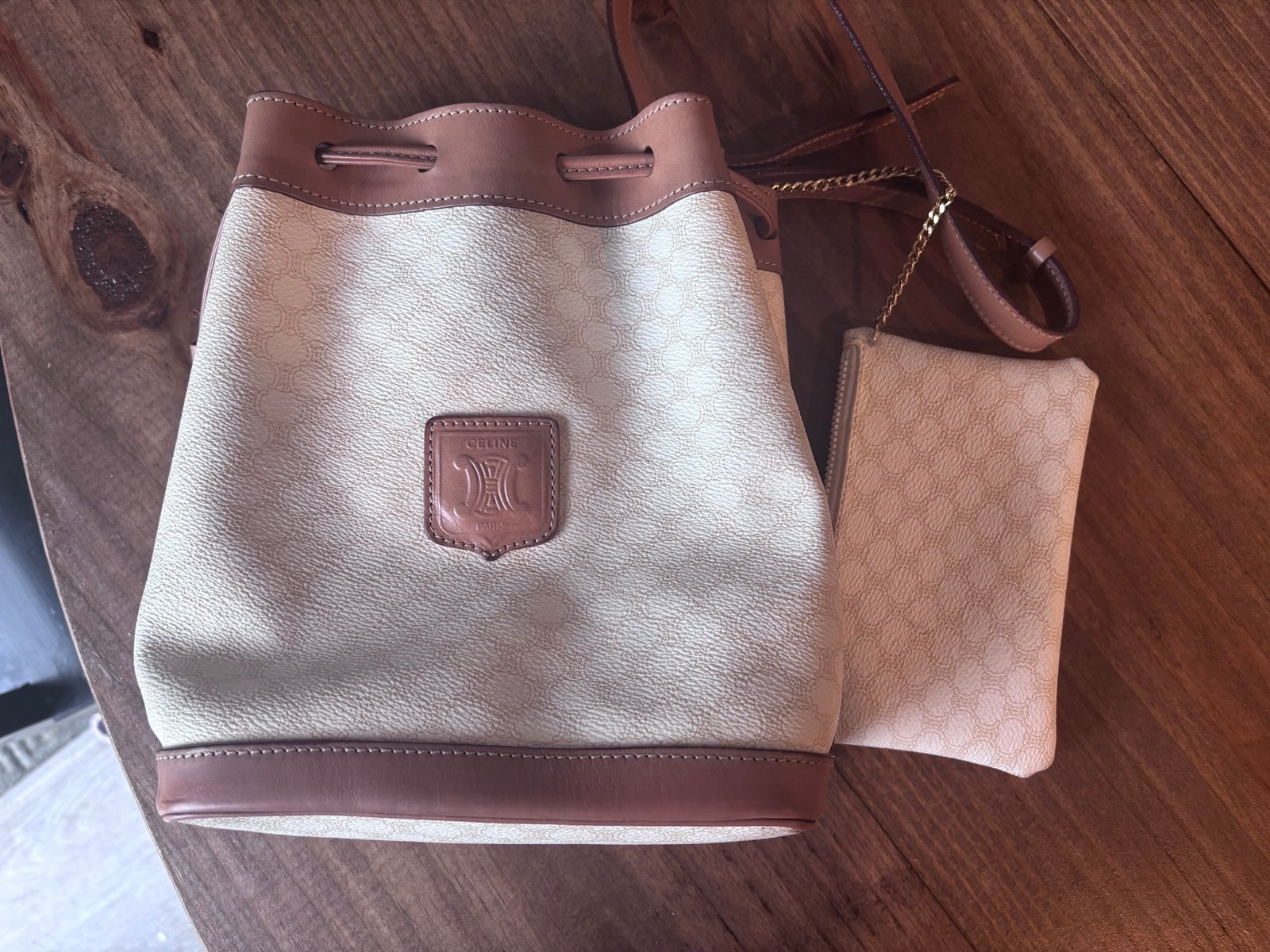 Vintage Celine Bucket Bag White Macadam