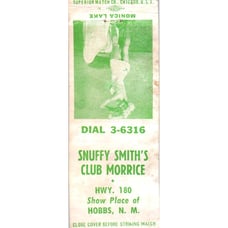 Snuffy Smith's Club Morrice Hobbs NM Monica Lake Pinup Vintage Matchbook SF4-Y2